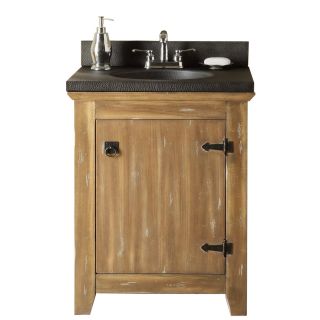 Style Selections Beckfield 24 in x 20 in Washed Driftwood Integral Single Sink Bathroom Vanity with Aluminum Top