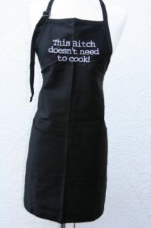 Black Embroidered Apron "This Bitch doesn't need to cook" Clothing