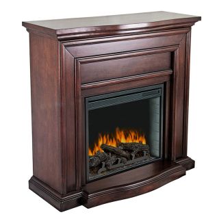 Pleasant Hearth 42 in W 4,600 BTU Mahogany Wood Wall Mount Electric Fireplace with Thermostat and Remote Control