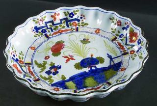 Sigma Carnation Large Fruit Bowl, Fine China Dinnerware   Blue Vase,Red, Blue Fl