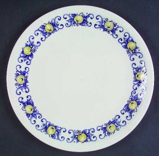 Villeroy & Boch Cadiz Salad Plate, Fine China Dinnerware   Yellow Fruit,Blue Lea