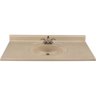Style Selections Wheat Solid Surface Integral Single Sink Bathroom Vanity Top (Common 49 in x 22 in; Actual 49 in x 22 in)