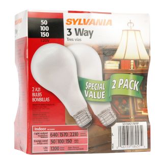 SYLVANIA 2 Pack 150 Watt A21 Medium Base Soft White 3 Ways Incandescent Light Bulbs