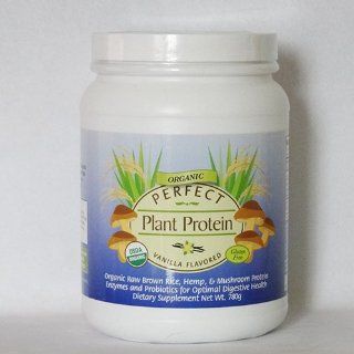 Perfect Plant Protein Vanilla Flavor ~ Perfect Supplements ~ 780g Bottle About 2lbs ~ Contains Raw Organic Brown Rice, Hemp & Mushroom Protein Health & Personal Care