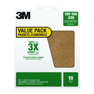 3M 10 Pack 9 in W x 11 in L Aluminum Oxide Sandpaper