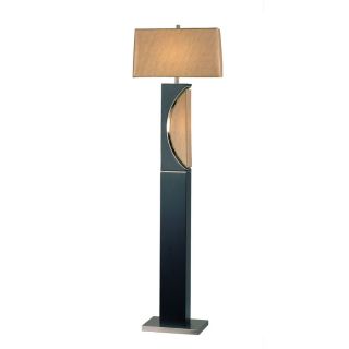 Nova Lighting 62 in Dark Brown Wood and Brushed Nickel Indoor Floor Lamp with Fabric Shade