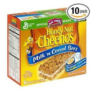 General Mills Honey Nut Cheerios Milk 'n Cereal Bars (Case Count 10 per case) (Case Contains 60 Bars) (Item Size 6 Bars)  Breakfast Cereal Bars  Grocery & Gourmet Food