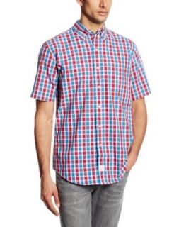 IZOD Men's Short Sleeve Camp Saltwater Check Button Down at  Mens Clothing store