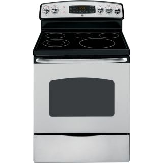 GE Smooth Surface Freestanding 5 Element 5.3 cu ft Self Cleaning with Steam Electric Range (Stainless) (Common 30 in; Actual 29.875 in)