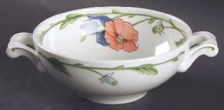 Villeroy & Boch Amapola Footed Cream Soup Bowl, Fine China Dinnerware   Large Bl