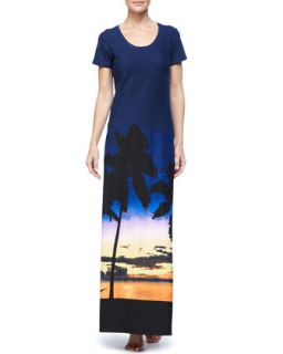 Womens Sunset Palm Tree Long T Shirt Dress   Tommy Bahama