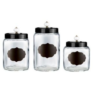 American Atelier Glass Canister Set of 3   Black