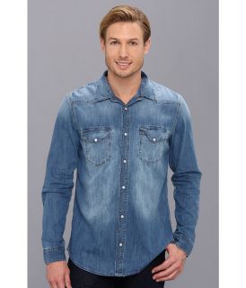 Mavi Jeans Andy Denim Shirt in Mid Denim Mens Long Sleeve Button Up (Gray)