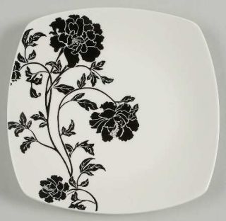 Coventry (PTS) Dancing Blooms Black Salad Plate, Fine China Dinnerware   Black F