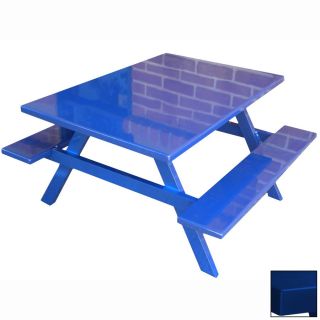 Ofab Blue Cast Aluminum Rectangle Picnic Table