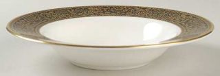 Minton Grandee Rim Soup Bowl, Fine China Dinnerware   Gold Flowers&Scrolls On Bl