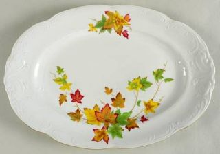 Walbrzych Autumn Leaves 13 Oval Serving Platter, Fine China Dinnerware   Autumn
