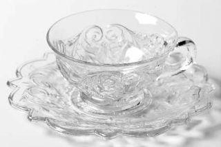 McKee Rock Crystal Clear Cup and Saucer Set   Clear,Depression Glass