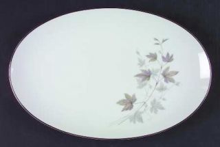 Noritake Harwood 14 Oval Serving Platter, Fine China Dinnerware   Tan, Gray Lea