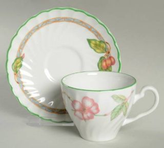 Johnson Brothers English Rose (Regency,Floral Vine) Flat Cup & Saucer Set, Fine