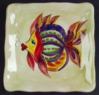 Tabletops Unlimited Under The Sea Square Salad Plate, Fine China Dinnerware   Co