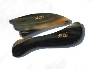 Hand Held Massage Tool(Easier Hold S Shaped) 100% Hand Made Unique & Collectible Natural Buffalo Horn Guasha(35mm w the widest area x 110mm L the longest area x 5mm Thickness the thickest area)Chinese Traditional Massage Tool,Gua Sha is Another Techniq