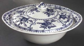 Johnson Brothers Indies Blue Round Covered Vegetable, Fine China Dinnerware   Bl