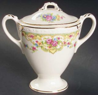 Homer Laughlin  Gobelin Sugar Bowl & Lid, Fine China Dinnerware   Craftsman,Flor