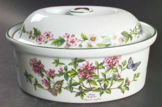 Royal Worcester Worcester Herbs Green Trim 2 Qiart Oval Covered Casserole, Fine