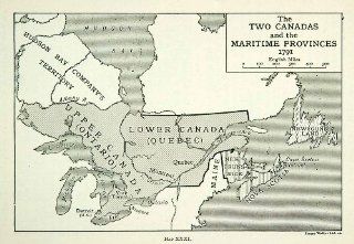 1926 Lithograph Vintage Map 1791 Canada Maritime Provinces Quebec Ontario Colony   Original In Text Lithograph   Lithographic Prints