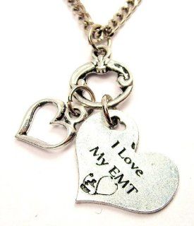 I Love My EMT Heart Accent Charms 18" Fashion Necklace Chain Necklaces Jewelry
