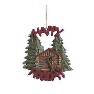 Happy Holidays Deer & Cabin Ornament   Decorative Hanging Ornaments
