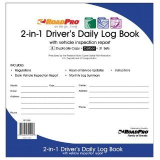 RoadPro RP 21LB 2 In 1 Driver's Daily Log Book with 31 Duplicate Sets (Carbon) Automotive