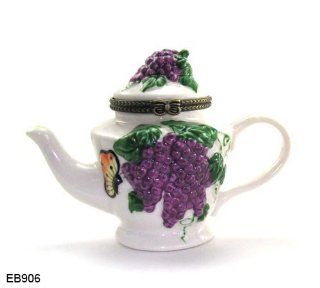 Grape Teapot Porcelain Hinged Trinket Box  Decorative Boxes  