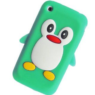 Funky Penguin Style AOA Cute Back Case for Apple iPhone 3/3G/3GS   Green Cell Phones & Accessories