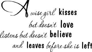Marilyn Monroe   A wise girl kisses but doesn't lovewall decal quote sticker   Wall D?cor