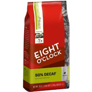 Eight O'Clock 50% Decaf Whole Bean Coffee, 36 Ounce  Roasted Coffee Beans  Grocery & Gourmet Food