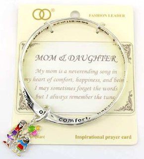 Mother & Daughter Charm Engraved Bracelet with Inspirational Card in a Gift Box by Jewelry Nexus "My mom is a neverending song in my heart of comfort, happiness & being. I may sometimes forget the words but I always remember the tune." J