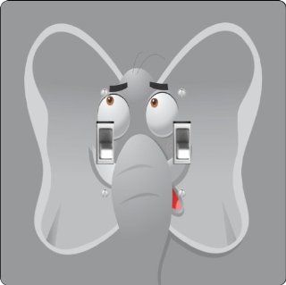 Rikki KnightTM Elephant Cartoon Face Design Double Toggle Light Switch Plate   Wall Plates  