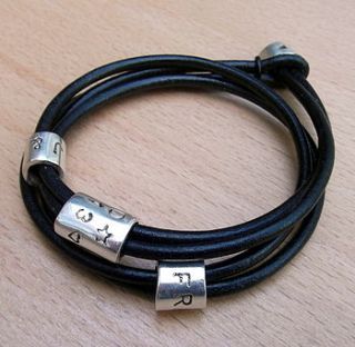 personalised leather ring wrap bracelet by claire gerrard designs