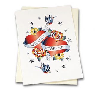 30 personalised two hearts tattoo cards by watermark