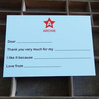 50 personalised star thank you cards by noble hound