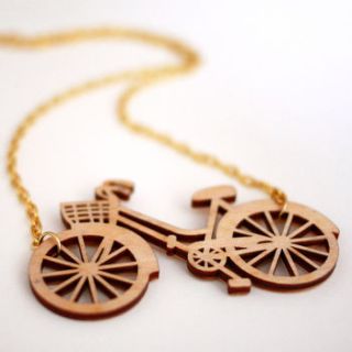 wooden bicycle necklace by rock cakes