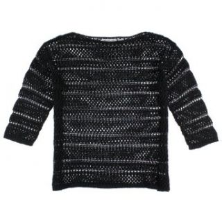 Eight Eight Eight Womens Loose Fit Crochet Sweater S Black Pullover Sweaters