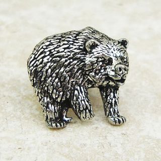antiqued pewter bear tie pin by wild life designs