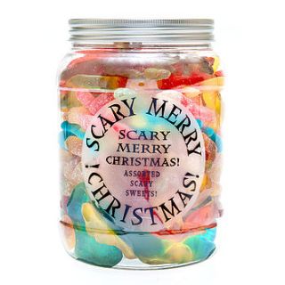giant jar of scary christmas sweets by candyhouse