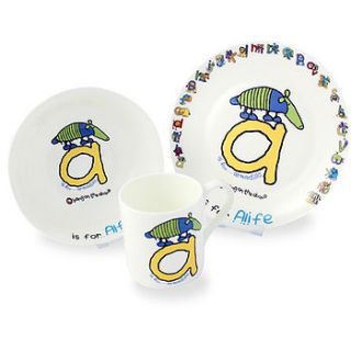 personalised china alphabet breakfast set by the letteroom