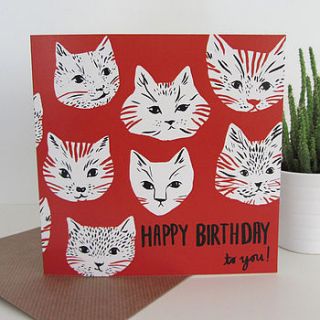 recycled cat friends birthday card by stephanie cole design