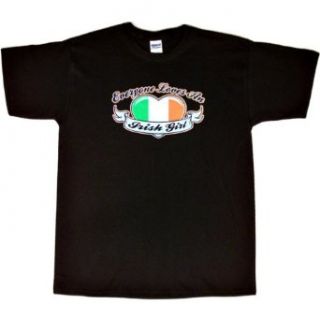 MENS T SHIRT  ASH   LARGE   Everyone Loves An Irish Girl   Ireland Flag Heart Clothing