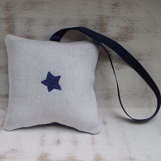 hand embroidered star lavender bag by caroline watts embroidery